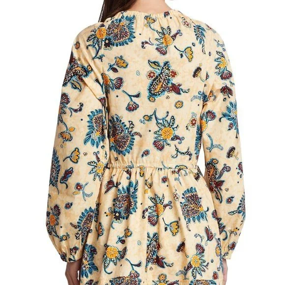 A.L.C Myra Women's Floral Long Sleeve V-Neck Mini Dress. Apricot. Size 4. Cute - Picture 2 of 15